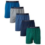 Hanes Men's 5-Pack Ultimate FreshIQ Dyed Exposed Waistband Knit Boxer with ComfortFlex Waistband - Assorted Colors, Small