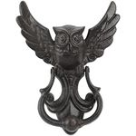 Earl Diamond Heavy Duty Cast Iron Owl Door Knocker, for Garden Wooden House Farmhouse, Home Décor Accessories (Rustic Black)