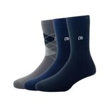 Peter England Men's Cotton Full Length Socks (Pack of 3) Navy, Black, Dark Grey