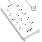 TROND Surge Protector Power Bar USB C, 4000 Joules, ETL Listed, 13 Widely Spaced Outlets 4 USB Ports, 5ft Flat Plug Extension Cord Indoor Power Strip, Wall Mountable Powerbar for Dorm Room Essentials