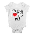 Shopagift My Cousin Loves Me Cute Boys and Girls Baby Vest Bodysuit