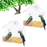 2 Pack Window Bird Feeder, Bird House for Outside with Strong Suction Cups, Acrylic Bird Feeder House for Outdoor for Feeding Small Birds, Small Wall Mounted Bird Feeders for Birds Only