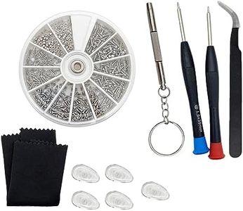 Eyeglass Repair Kit, Tweezer, Glasses Repair Kit with 1000 Pcs Small Screws, with Nose Pads and Screwdriver, Glasses and Watch Repair Tool Set for Eyeglasses, Sunglasses