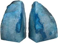 Nature's Decorations Agate Bookends - A Quality Teal Geode Book Ends with Rubber Bumpers for Shelves, Office, Home Decor - Heavy Duty Cool Stone Bookend Pair for Decoration (6-8 LB)