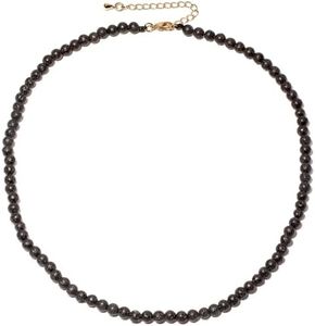 Lightock Simple 4mm Gemstones and Crystals Beaded Necklace Adjustable Choker Necklaces for Women Gifts (Lava Stone)