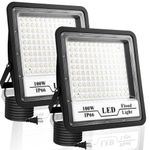 2 Pack Flood Light Outdoor, 100W 10000lm LED Flood Light, IP66 Waterproof Exterior Flood Lights, 6500K Daylight White, Plug in Outdoor Lights Led for Patio, Garage, Porch, Lawn, Yard, Garden