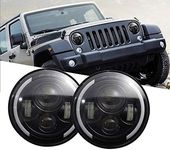 Ricoy DOT Approved,7 Inch Round LED Projector Headlight Hi/Lo Beam With Yellow Halo Ring Angel Eyes DRL For Wrangler JK TJ LJ CJ 90/110 Motorcycle(Pack of 2)