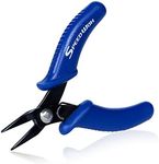 SPEEDWOX Mini Flat Nose Pliers Micro Chain Nose Pliers Needle Nose Pocket Plier Small Smooth Jaw Precision Miniature Fine Pliers Jewelry Making Tool, High Carbon Steel, Blue, 3" Chain Nose