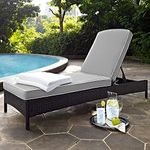 DEVOKO Outdoor Lounge Chair Patio Double Chaise with Waterproof Cushions for Garden, Balcony, Yard, Deck (Dark Brown and Grey)