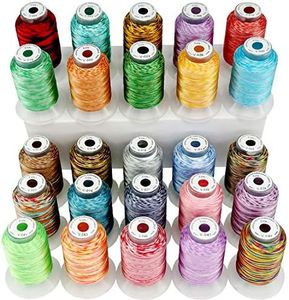 New brothread 25 Colors Variegated Polyester Embroidery Machine Thread Kit 500M (550Y) Each Spool for Brother Janome Babylock Singer Pfaff Bernina Husqvaran Embroidery and Sewing Machines