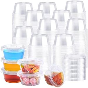 BYSNOW 1000 Sets 2 oz Plastic Jello Shot Cups with Lids, Small Portion Cups