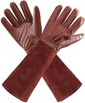 Acdyion Thorn Proof Gardening Gloves for Rose Pruning - Long Cowhide Leather with Forearm Protection Unisex(chocolate brown,Medium)