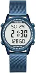 TIMEURE Women's Step Counter Pedometer Watch Crystal Stone, No App, No Charging Needed for Step, Calorie, Distance Tracking, Alarm, Countdown Timer, TU-2401 (Crystal Blue)