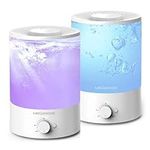 MegaWise Cool Mist Humidifiers for Babies, Bedroom, Nursery, Home and Office | Super Quiet Ultrasonic Vaporizer, Large Top-Refill 3.5L, Essential Oil Diffuser, Auto Off, Easy Clean (2 Pack)