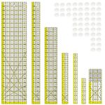 7 Pack Acrylic Quilting Ruler, Long Transparent Fabric Cutting Quilter Ruler with Double-Colored Grid Lines. Clear Sewing and Ironing Rulers for Precision Cutting and Easy Sewing (1"x6" ,1"x12",1.5"x12" ,2"x24",3"x8",3"x18", 6"x24")