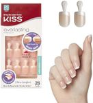 Kiss Everlasting French Nail Manicure, Chip-Free, Flexi-Fit Technology, Real Short, String of Pearls", Nail Kit with Pink Nail Glue (Net Wt. 2g / 0.07oz), Mini File, Manicure Stick, and 28 Fake Nails