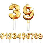 Birthday Candles, 39th/93th/3th/9th Birthday Cake Candles, Cake Decoration for Birthday Party Wedding Anniversary Graduation Party Supplies (Gold, Number 3&9)