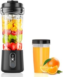 Foyucool Portable Blender for Smoothies and Shakes, 2 Portable Blender Cups, 17 &10 oz Cordless Personal Small Blender with Straw Brush&Lid, USB-C Rechargeable, Quiet Mini Travel Blender, Black