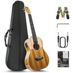 Caramel CB103 30 Inch High Gloss Zebra Wood Baritone Acoustic Electric Ukulele with Truss Rod with D-G-B-E strings, Padded Gig Bag, Strap and EQ cable