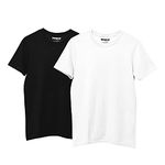 Hangout Hub Tshirt for Boys | Super Combed Kids T-Shirt | Regular Fit |Solid Plain Tees | Round Neck T Shirt | Half Sleeves|Pack of 2|Black| White|14-16 Years