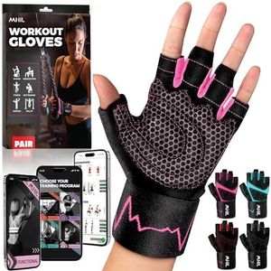 MhIL Workout Gloves for Women – Comfortable Gym Gloves for Women with Hand Protection and Enhanced Grip – Weight Lifting Gloves for Women with Wrist Wraps Support for Safety, Hygiene, and Style