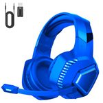 GMRPWNAGE Wireless Gaming Headset for PS5, PS4, Mac, Switch, PC - 2.4GHz Wireless Gaming Headphones, Bluetooth 5.2 - Adjustable Noise Canceling Microphone - 3.5MM Wired Mode for Xbox Series(Blue)