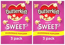 Microwave Popcorn Butterkist 2 Boxes Sweet Variety 3 x 60g Bags in Each Box Instant Party Night In Cinema Food Sweet