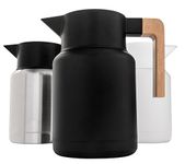 Large Thermal Coffee Carafe - Stainless Steel, Double Walled Thermal Pots For Coffee and Teas by Hastings Collective - Black, Vacuum Carafes With Removable Tea Infuser and Strainer | 50 Fl Oz.