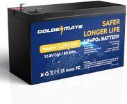 GOLDENMATE 12V 7Ah Lithium LiFePO4 Deep Cycle Battery, 5000+ Cycles Lithium Iron Phosphate Rechargeable Battery, Built-in 15A BMS, Perfect for Camera, Lighting, Power Wheels, Fish Finder, Ride on Toys