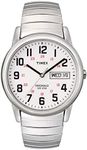 Timex Men's Easy Reader 35mm Day-Date Watch – Silver-Tone Case White Dial with Silver-Tone Expansion Band