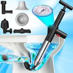 Toilet Plunger, High Pressure Air Drain Blaster, Drain Clog Remover Tool, High Pressure Drain Blaster Gun with Visual Barometer, Powerful Sink Plunger for Toilet Bathroom Kitchen Clogged Pipe