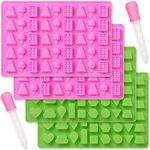 Cozihom Geometric and Ice Cream Silicone Mold, Gummy Bears Chocolate Mold, Food Grade Silicone, 4 Pack with 2 Droppers