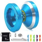 MAGICYOYO N8 Responsive Yoyo & Unresponsive Yo-yo for Kids, Teen & Adult, Professional Responsive Yo-yo Ball Metal with Unresponsive Bearing+10 Yo Yos Strings+Bag+ Remover, Blue