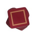 Pimpernel Classic Burgundy Collection Coasters | Set of 6 | Cork Backed Board | Heat and Stain Resistant | Drinks Coaster for Tabletop Protection | Measures 4” x 4”