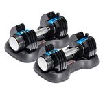 Lifepro Adjustable Dumbbells Set - 5-in-1, 25lb dumbells set of 2 Adjustable Free Weights Plates and Rack - Hand Weights for Women and Men - Adjustable Weights, 5lb, 10lb, 15lb, 20lb, 25lb