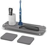 Sink Caddy Instant Dry Kitchen Sink Organizer with 2Pcs Diatomite Coasters Water Absorbing Stone Sink Tray for Soap Dispenser Quick Drying Sink Caddy Sponge Holder for Kitchen Sink(Dark Grey)