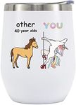 Crisky 40th Birthday Gifts for Women friends-40th bday gifts women-Funny Unicorn Wine Tumbler 12 OZ with Lid, Straw