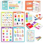 merka Toddler Flash Cards ABC Flash Cards Toddler Learning Flash Cards Preschool Homeschool Curriculum Kit Practice Book Sticker Set and Posters Learning Letters Numbers Shapes and Colors