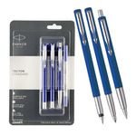 Parker Vector Standard Triple Pen Combo (Fountain Pen + Roller Ball Pen + Ball Pen) | Blue Body Color | Ink Color - Blue | Perfect For Professional Use | Elite Pen For Corporate Purposes