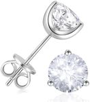 HAINBAG Martini Moissanite Diamond Studs Earrings: Push-on Backing Handcraft Post Studs for Men Women, 18K White Gold Vermeil 925 Sterling Silver, 1ct*2