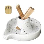 BEYLAB incense holder ceramics, 3 in 1 Incense burner for Palo Santo, Sage, Incense Sticks Coil Incense Cones, smudge bowl, Removable brass ash catcher for Meditation Yoga Room - Spotted white