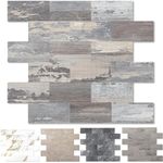 10-Pack Peel and Stick Tile Backsplash 11.3"X11.5" PVC Wall Tiles, Stick on Backsplash for Kitchen, Bathroom, Fireplace Décor, Laundry Table, Stair Decals in Light Rustic