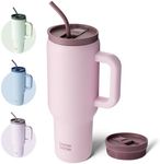 BOTTLE BOTTLE 40 oz Tumbler with Handle and Straw,Stainless Steel Vacuum Travel Mug,Car Cup with Straw, Stainless Steel Vacuum Water Bottle for Gifts Party Office Coffee (Pink)