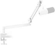 TONOR Microphone Boom Arm, Low Profile Mic Arm, Fully Adjustable Mic Stand with Desk Mount Clamp,Screw Adapter, Cable Management, for Streaming Gaming Podcast Studio Recording Home Office T40LP White