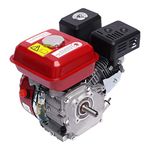 TIXBYGO Petrol Engine Robust 4-Stroke Engine with 6.5 HP Standing Motor Kart Motor 25° Inclined Single Cylinder Drive Motor Replacement Engine 4-Stroke, OHV, Horizontal Shaft, Forced Air Cooling Red