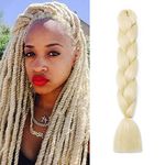 Jumbo Braiding Hair Pieces 1 Bundle 24inch Jumbo Braids Hair Extensions Kanekalon Crochet Twist Hair Synthetic High Temperature Fiber Afro Box (Bleach Blonde)