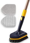 MinuteToCleanIt Bathroom Cleaning Brush with Long Handle, Hard Bristels, Microfiber Pad & Scrubber Combo For Tiles, Floor, Toilet, Window & Glass - 58.2 Inch Extendable Pole, Detachable Head, Yellow