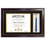 GraduatePro 8.5x11 Diploma Frame with Tassel Holder Document Shadow Box, Mahogany Gold Rim with Double Mat Black Over Gold Real Glass