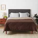 Amazon Basics Soft Reversible Lightweight Microfiber Comforter Bedding Blanket - Coverless Duvet 218x234 cm, Chocolate / Khaki