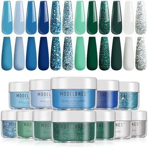 Modelones Acrylic Powder, 12 Colors Acrylic Nail Powder, Blue Green Glitter Acrylic Nail Acrylic Powder, Nail Extension 3D Nail Art Spring Summer French Nail Holiday Gifts for Women Girls